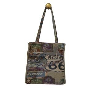 Vintage Pioneer Express Route 66 Hollywood Tapestry Tote Bag Travel Novelty